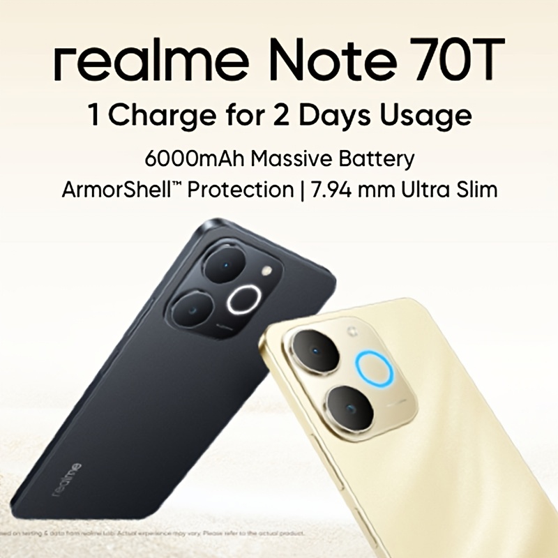 Realme Note 70T Отключен смартфон - 6.7" 90Hz дисплей, 6000mAh батерия, 4+64GB / 4+128GB / 4+256GB, 13MP AI камера, Android 15, 4G LTE - Image 4