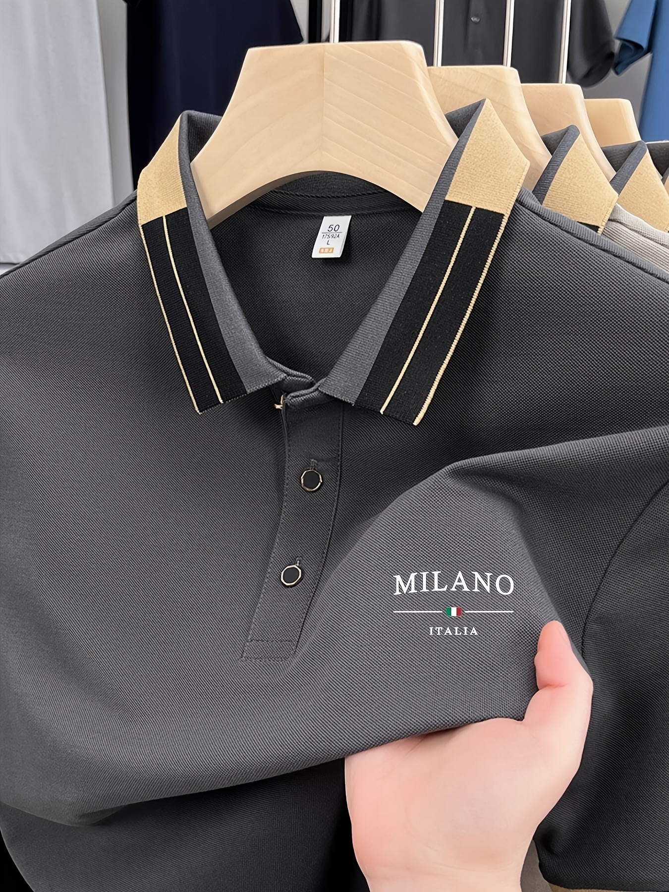 Мъжки POLO тениски MILANO ITALIA – regular fit, ревер яка с копчета, идеални за ежедневие и почивка - Image 6