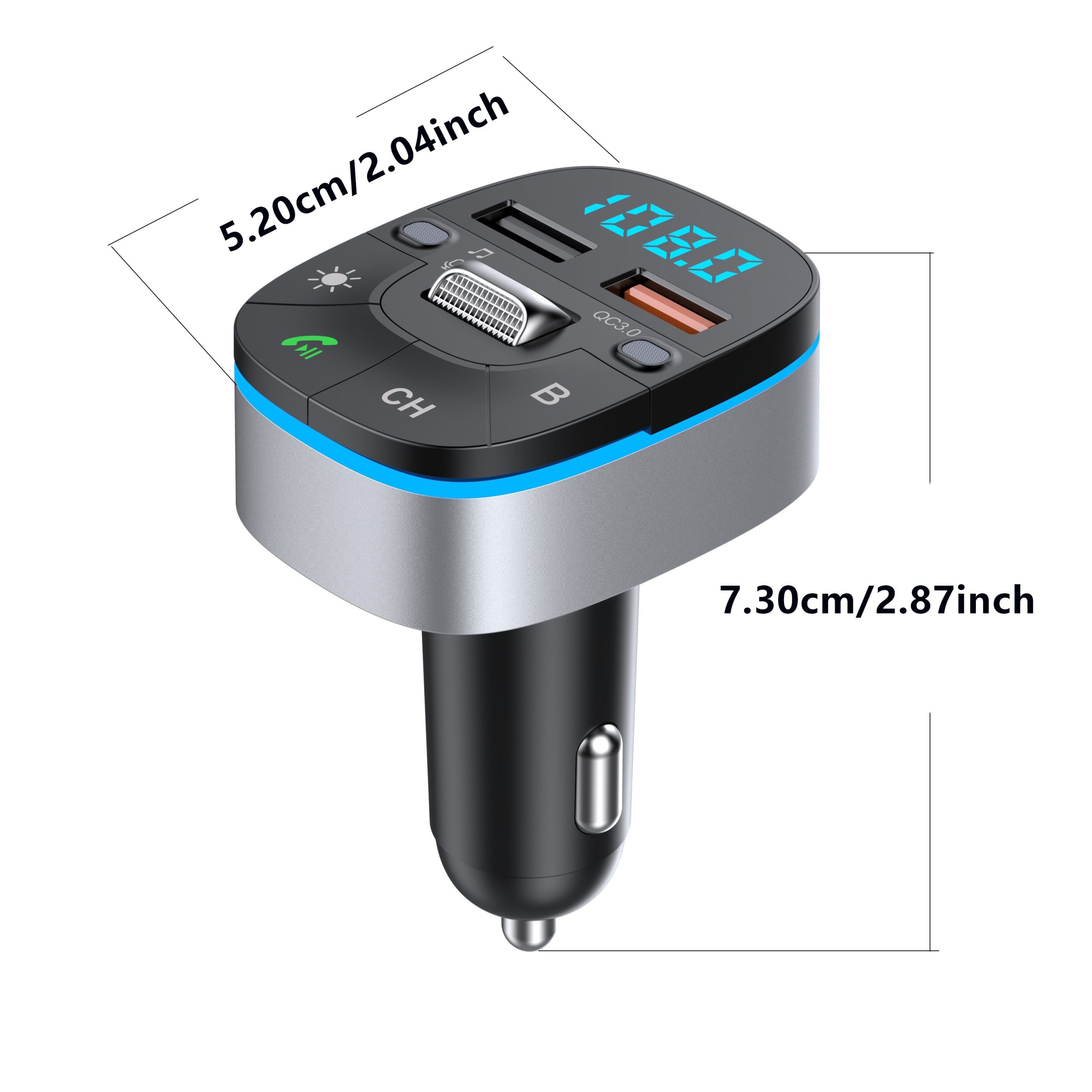 Bluetooth 5.0 FM Трансмитер за Кола – PD 18W Type-C и USB Зареждане - Image 3