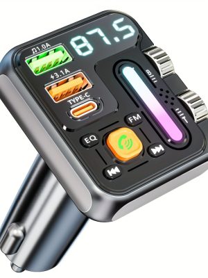 Безжичен FM Трансмитер за Кола – Type-C Бързо Зареждане и USB Порт с Цветен Екран