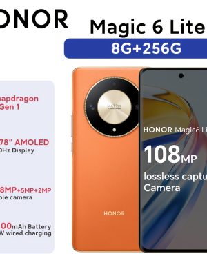 Глобална версия HONOR Magic6 Lite – Snapdragon 6 Gen 1, 5G, 108MP камера, 5300mAh батерия, бързо зареждане, AMOLED дисплей, пръстов отпечатък