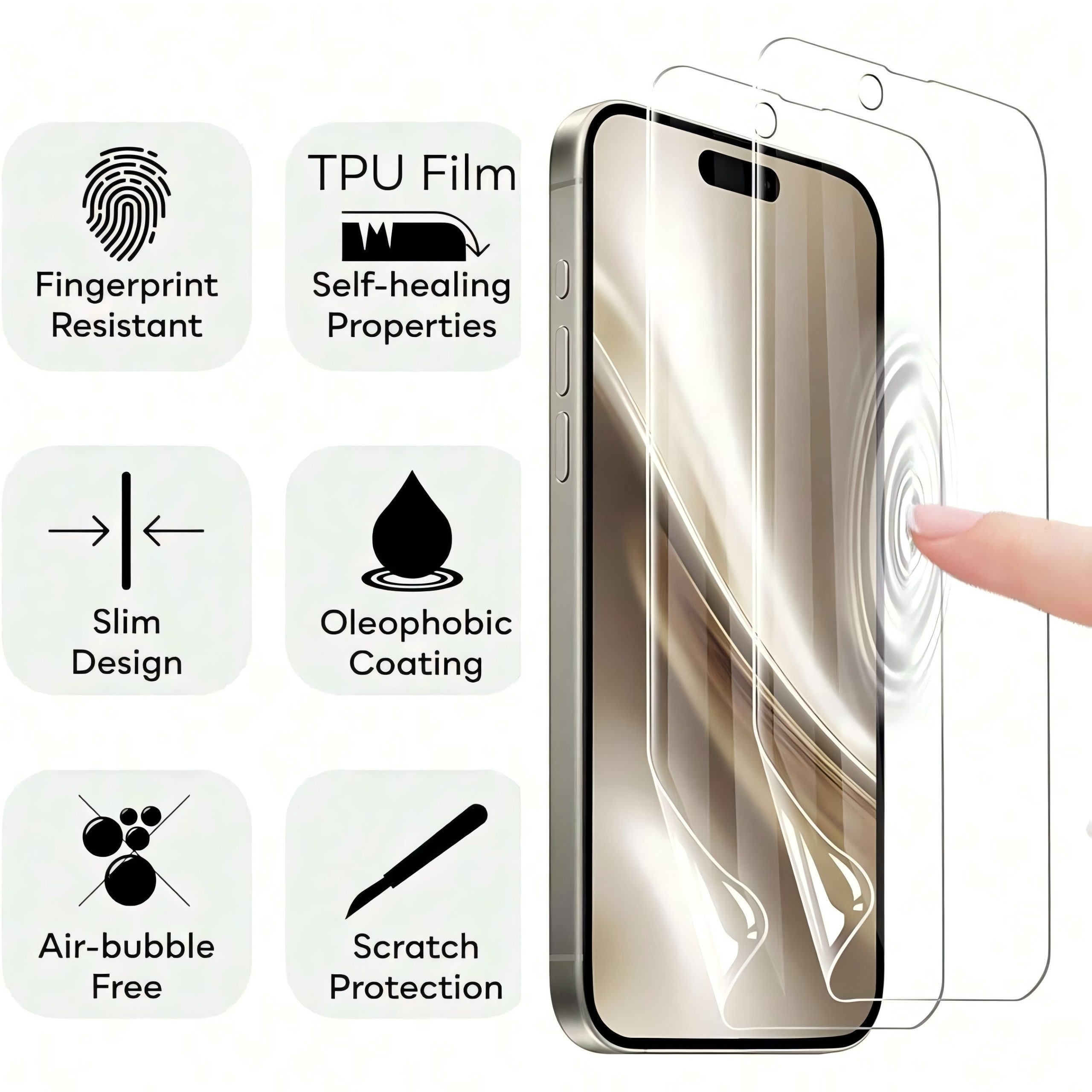 Комплект 4 броя протектори за iPhone – Хидрогел филм, HD прозрачен, анти-надраскване - Image 2