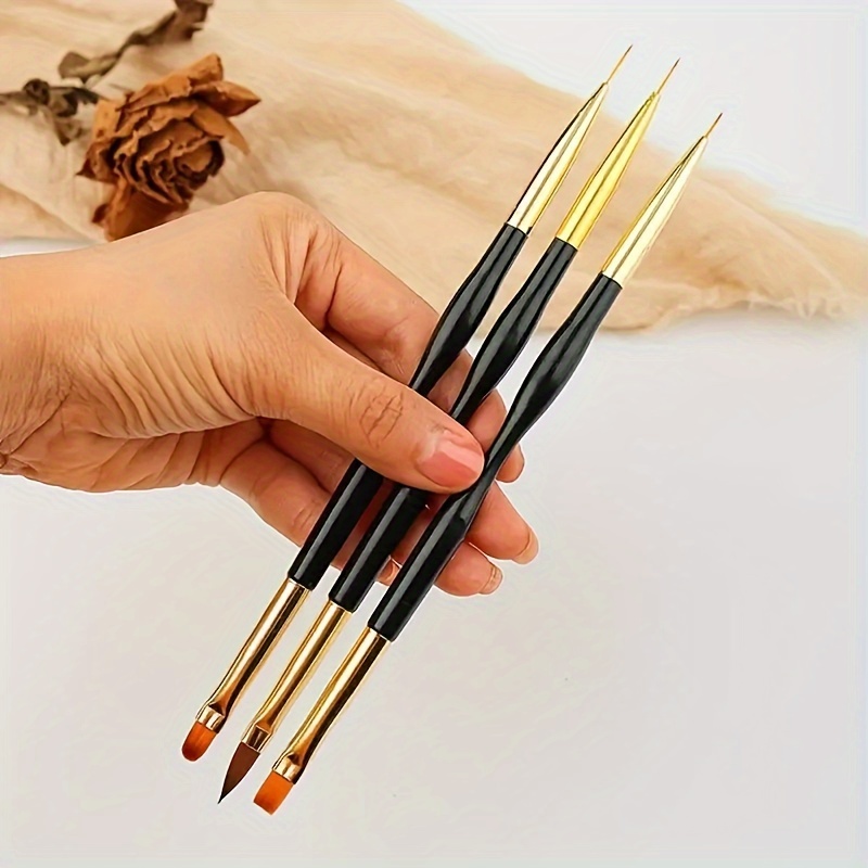 Комплект четки за nail art 3 бр – двойни четки за рисуване на нокти - Image 9