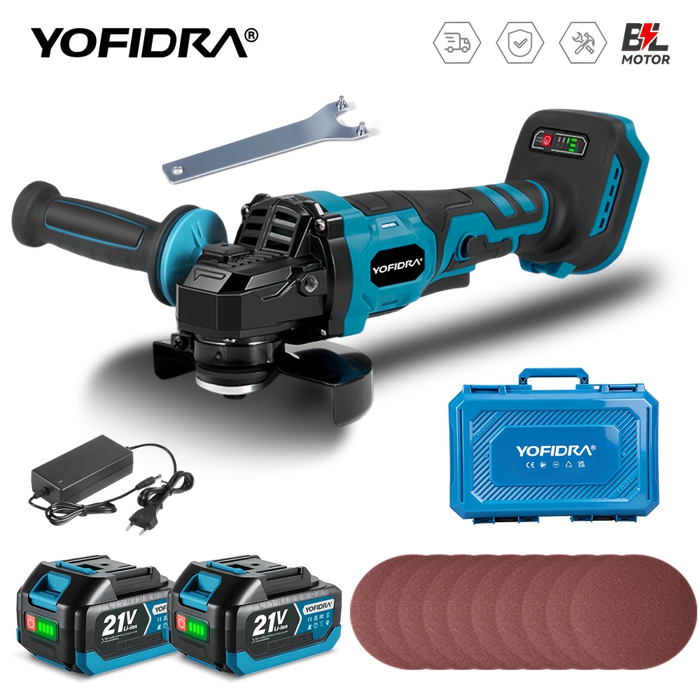 Безчетков ъглошлайф 2000W 125 мм – YOFIDRA, безжичен, за шлайфане и полиране на дърво и метал - Image 4