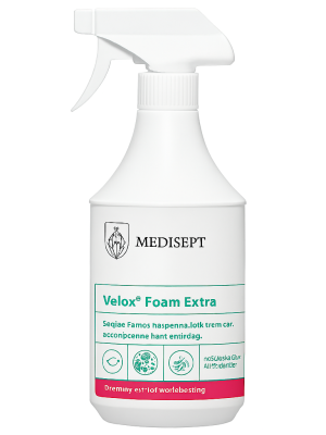 Velox Foam Extra – 1 л | Дезинфектант за Деликатни Повърхности (Спрей, Готов Разтвор) | Medisept