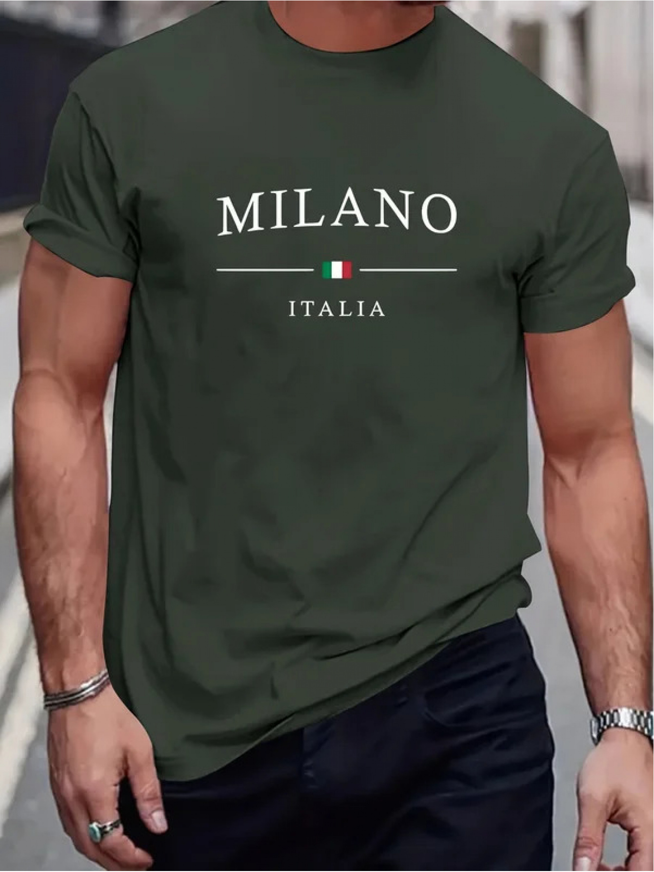 Мъжка лятна мода MILANO с принт на букви, свободна кройка, голям размер, удобна тениска с къс ръкав и кръгъл яка, ПЛЮС РАЗМЕР - Image 6