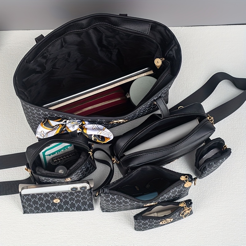 Комплект дамски чанти 7 части – тоут, раница, crossbody и аксесоари - Image 7