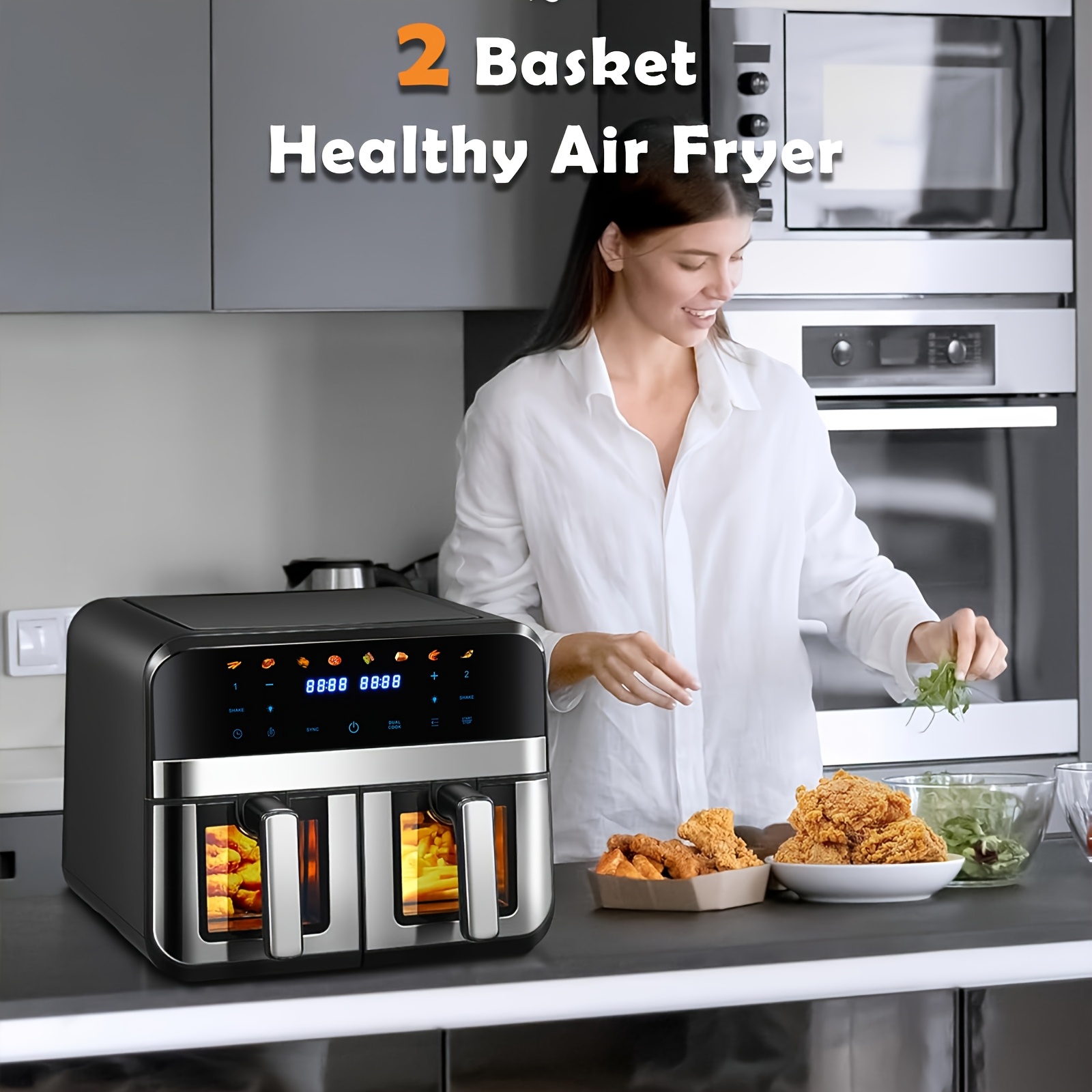 Двоен Air Fryer 9L – въздушен фритюрник с 2 зони - Image 3