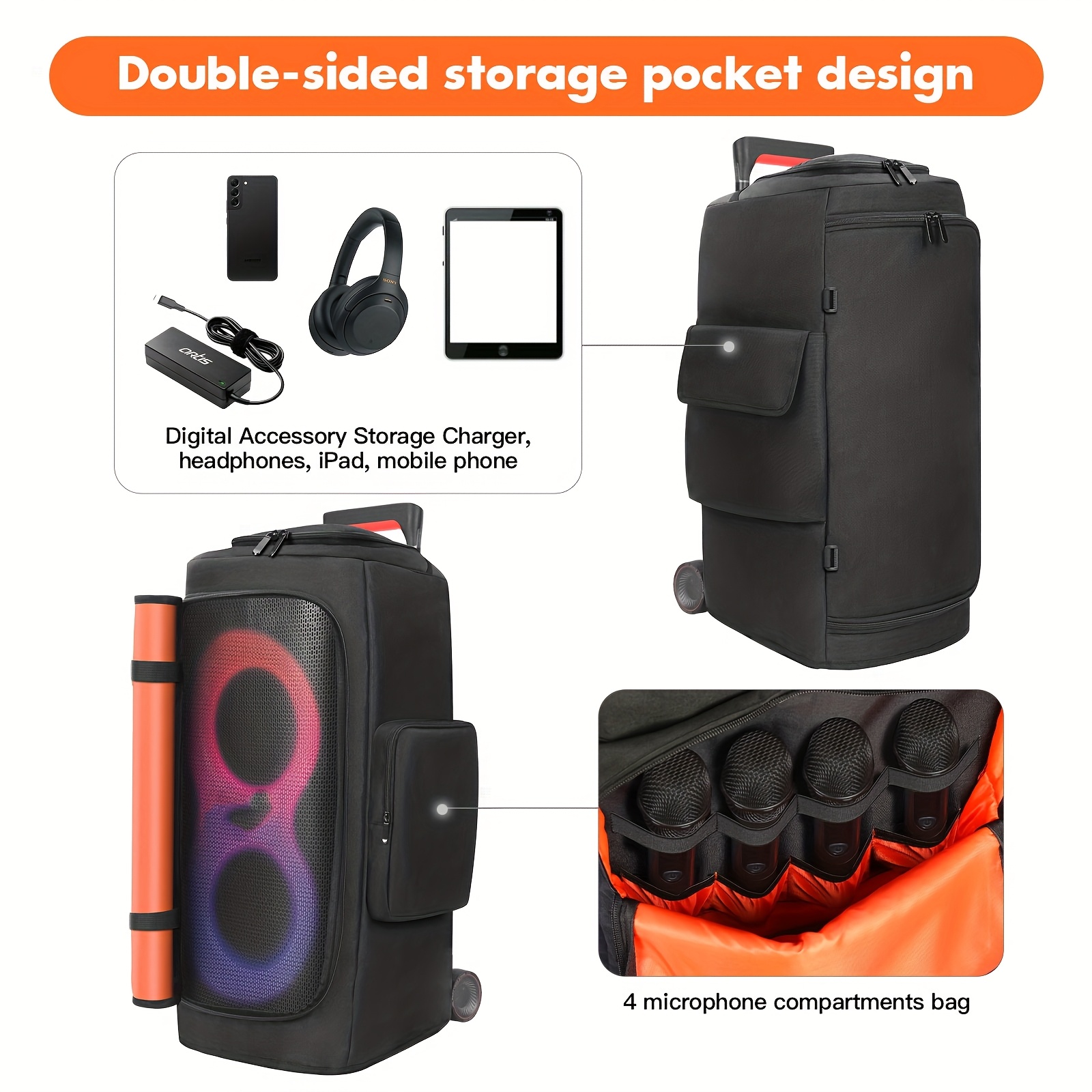 Чанта за JBL PartyBox 310/320 – здрав полиестерен калъф с цип, преносима торба за съхранение - Image 6