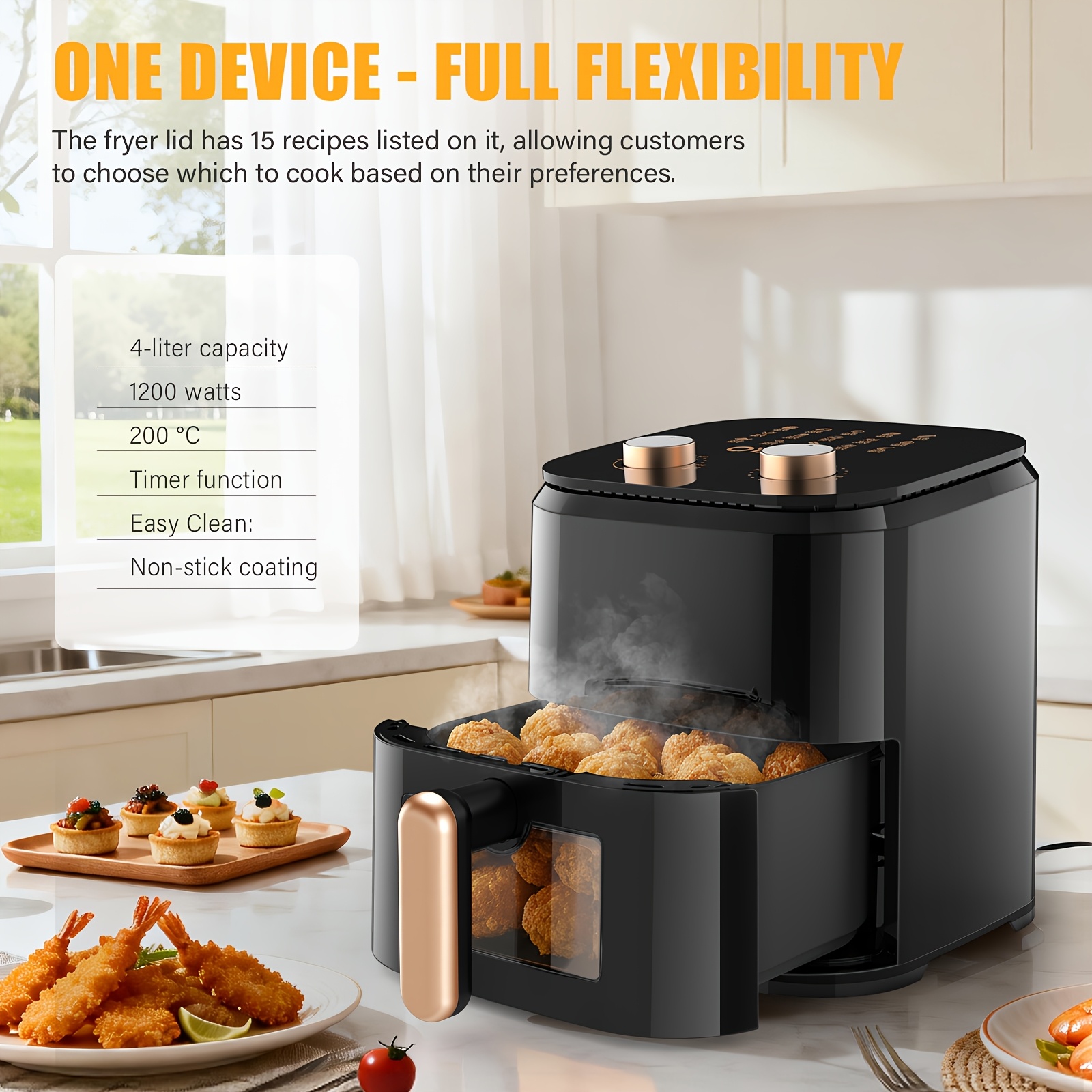 Air Fryer 4L с Контрол на Температурата и Лесно Почистване - Високомощен и Без Масло - Image 10