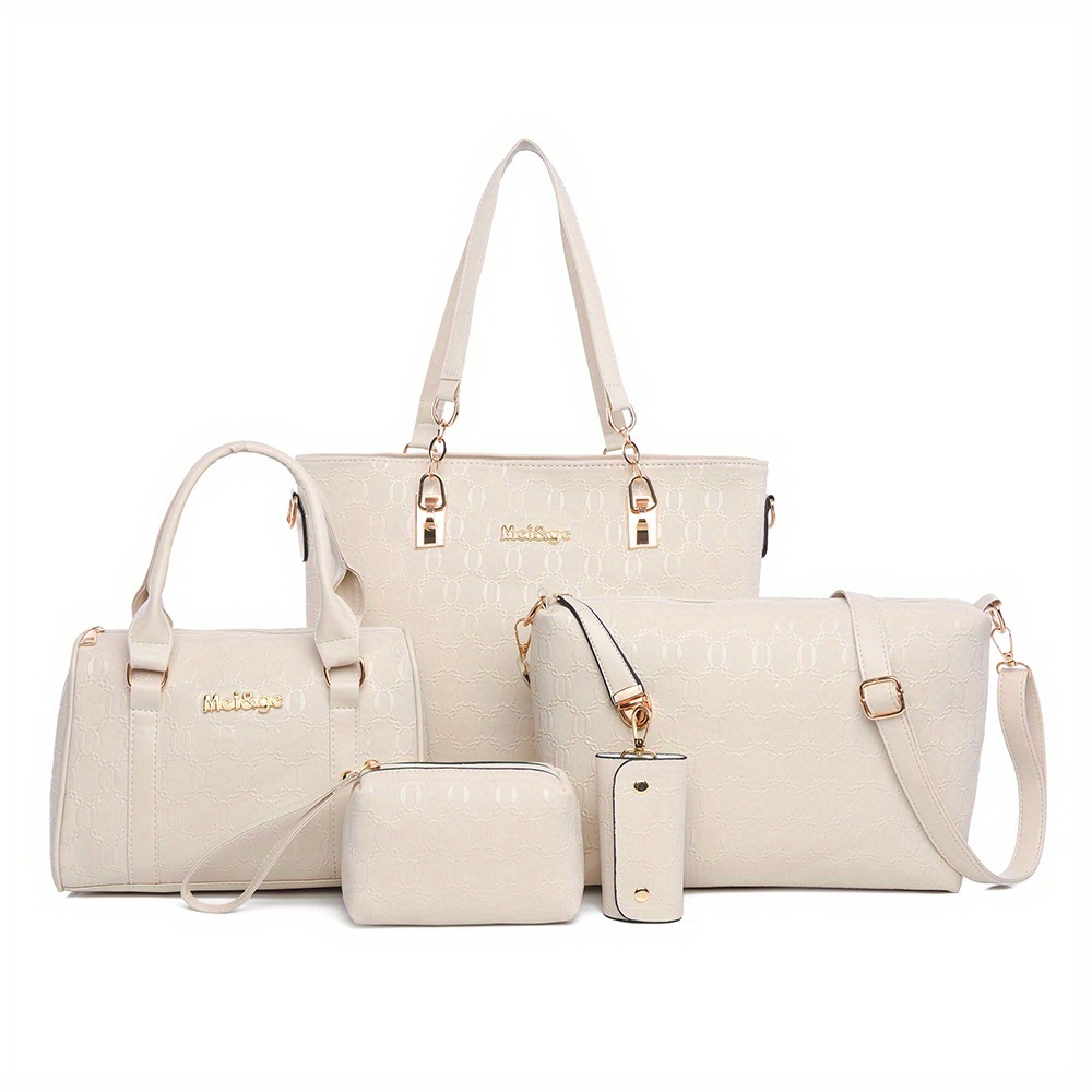 Комплект дамски чанти 5 части – чанта, раница, crossbody и портфейл - Image 4