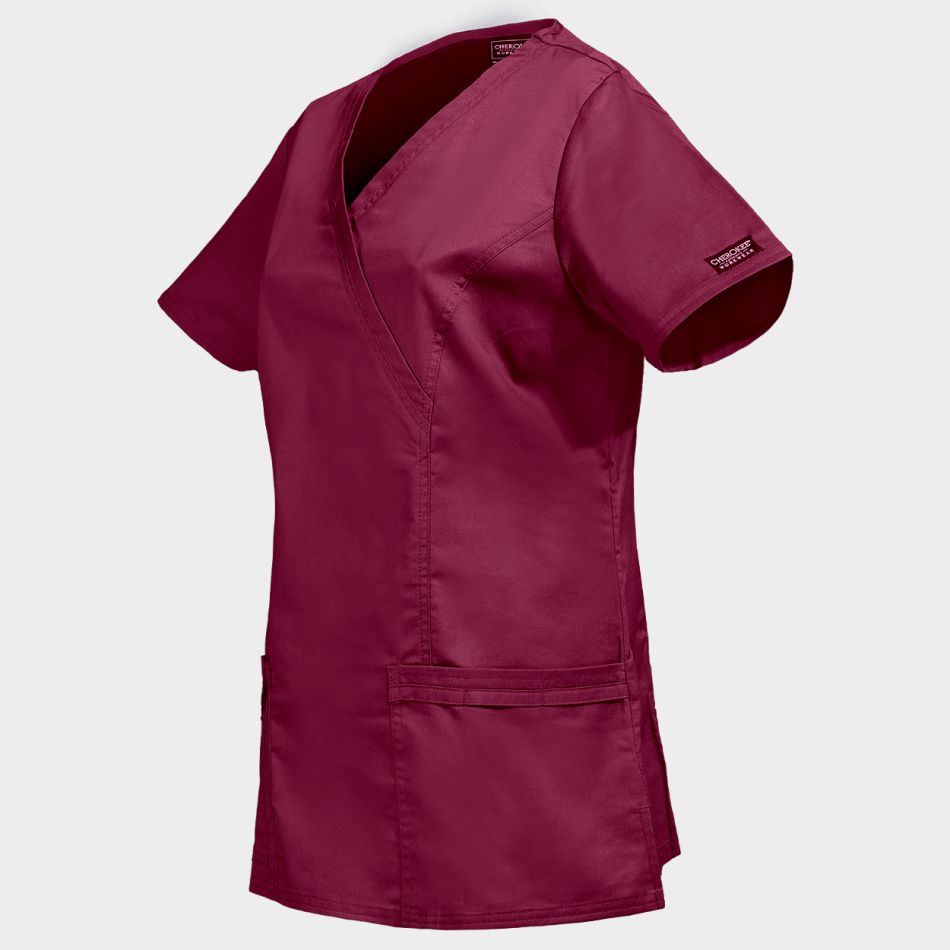 Дамска медицинска туника CHEROKEE WRAP BORDEAUX WWE4728 - Image 3