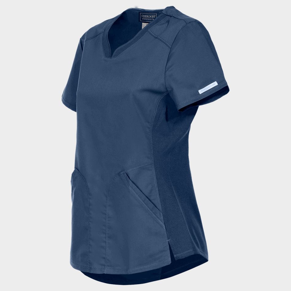 Дамска медицинска туника CHEROKEE V-NECK DARK BLUE WWE601 - Image 3