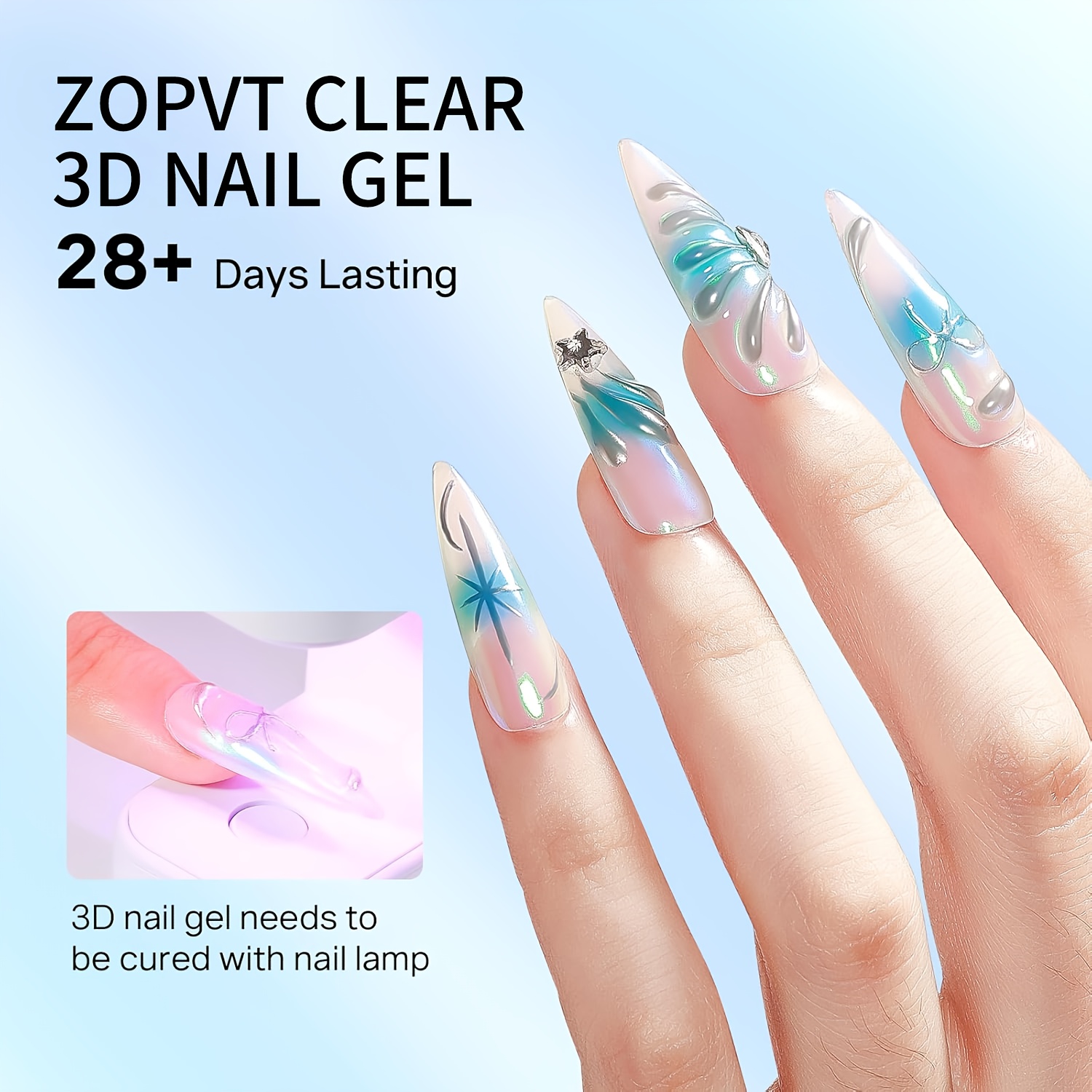 3D гел за нокти 15 мл – прозрачен гел за nail art декорации - Image 6