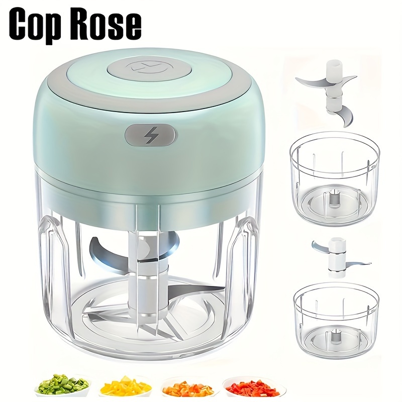 COP ROSE Мини Чопър и Месомелачка – Преносим, Презареждащ се с Мотор за Чесън и Лук