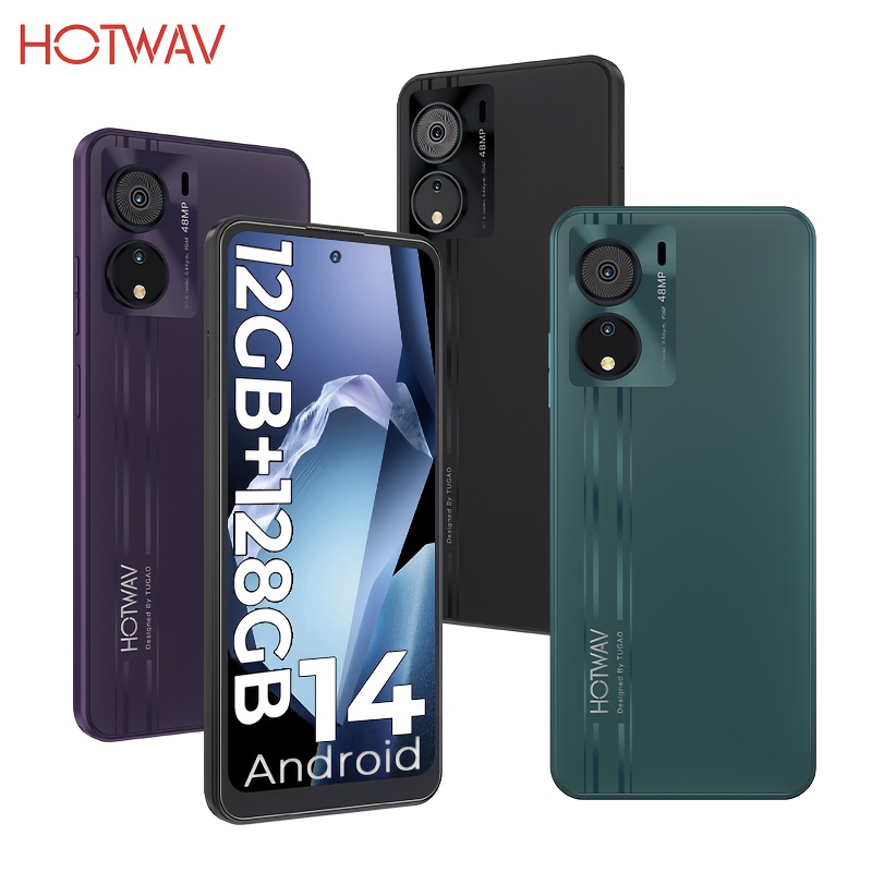 HOTWAV Note 12 EF - 6.8" HD+ дисплей, 12GB RAM + 128GB памет, 48MP+16MP камери, Android 14, Dual SIM, 4G, Wi-Fi, GPS, Face ID
