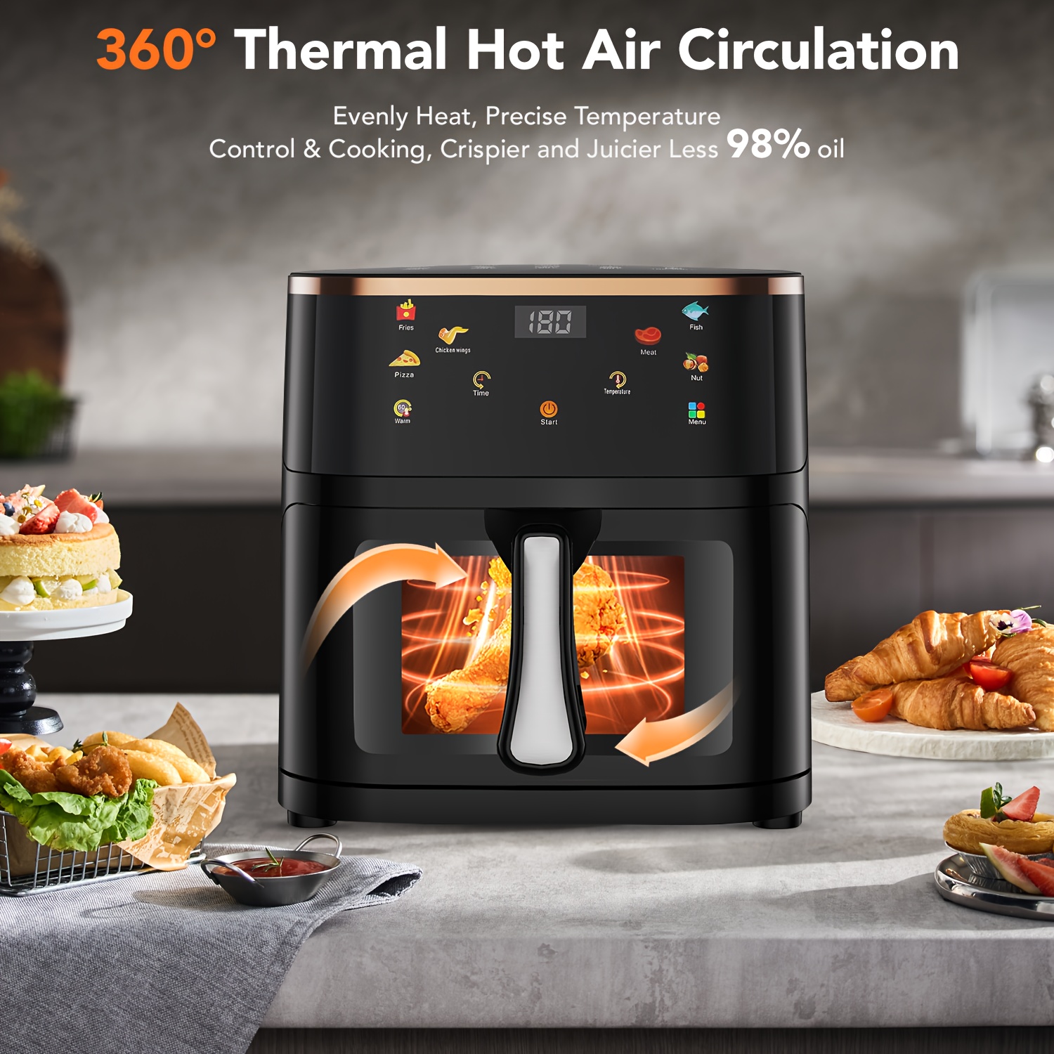 Фритюрник с горещ въздух 10.5 литра 1800W – енергоспестяваща air fryer - Image 7