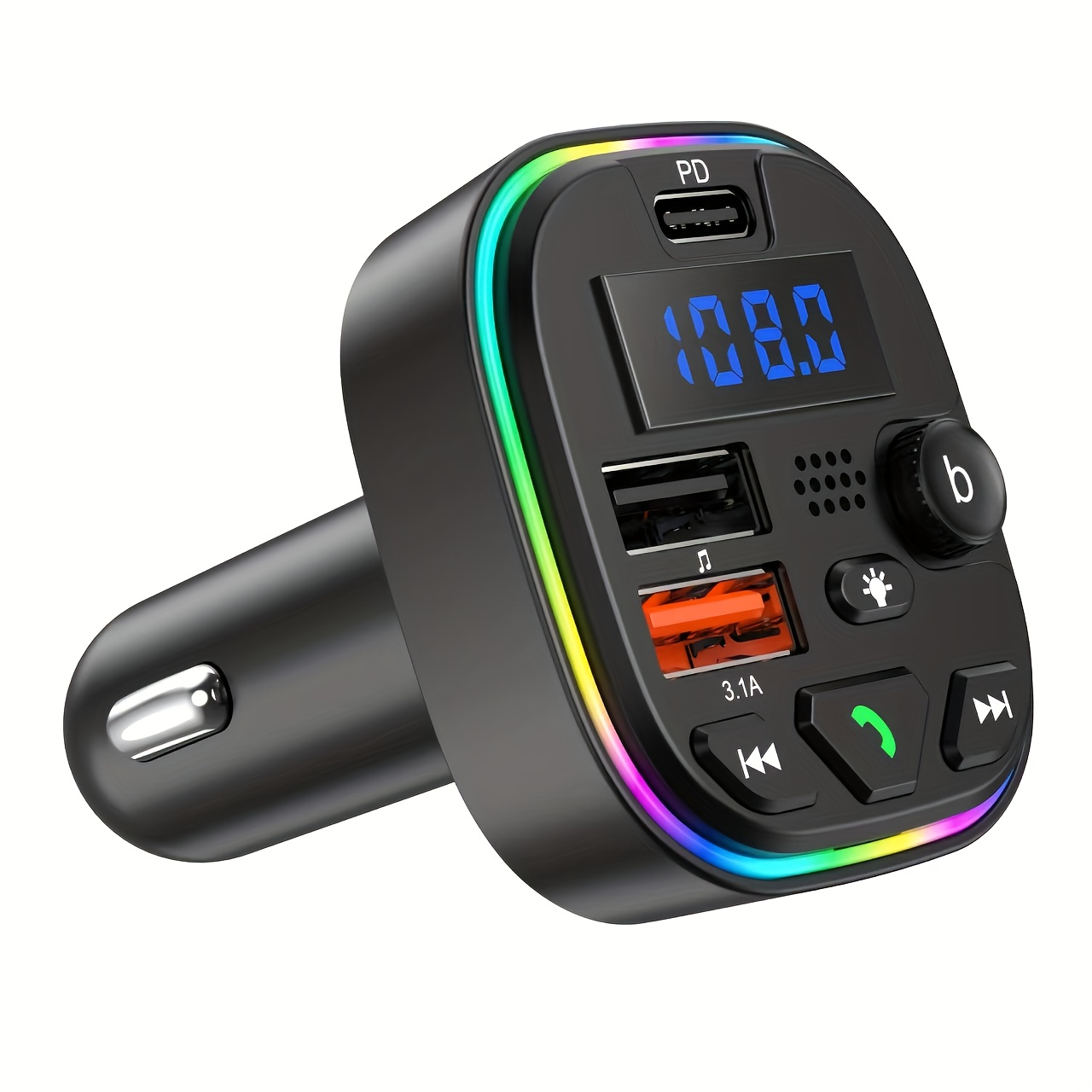 FM Трансмитер с Bluetooth и USB – Авто Зареждане за Телефон и Таблет + Свободни Ръце за Обаждания