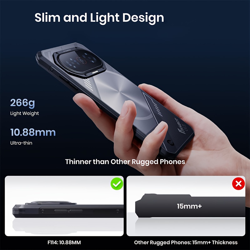 FOSSiBOT F114 външен смартфон - 6.67" HD+, 50MP AI тройна камера, 16GB+128GB, IP68K/IP69K удароустойчив, Android 15, GPS/NFC - Image 7