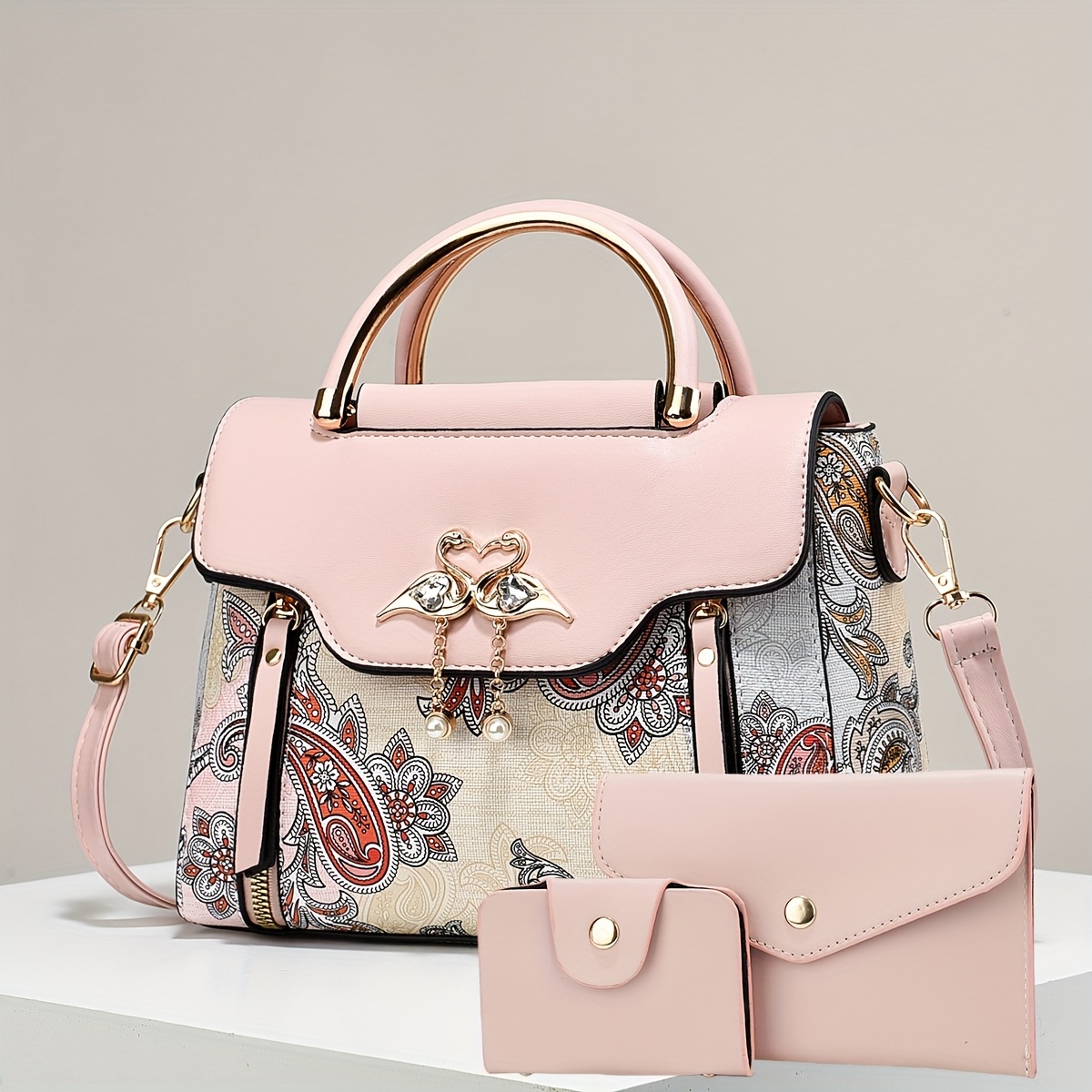 Комплект дамски чанти 3 части – раменна, ръчна и crossbody чанта - Image 28