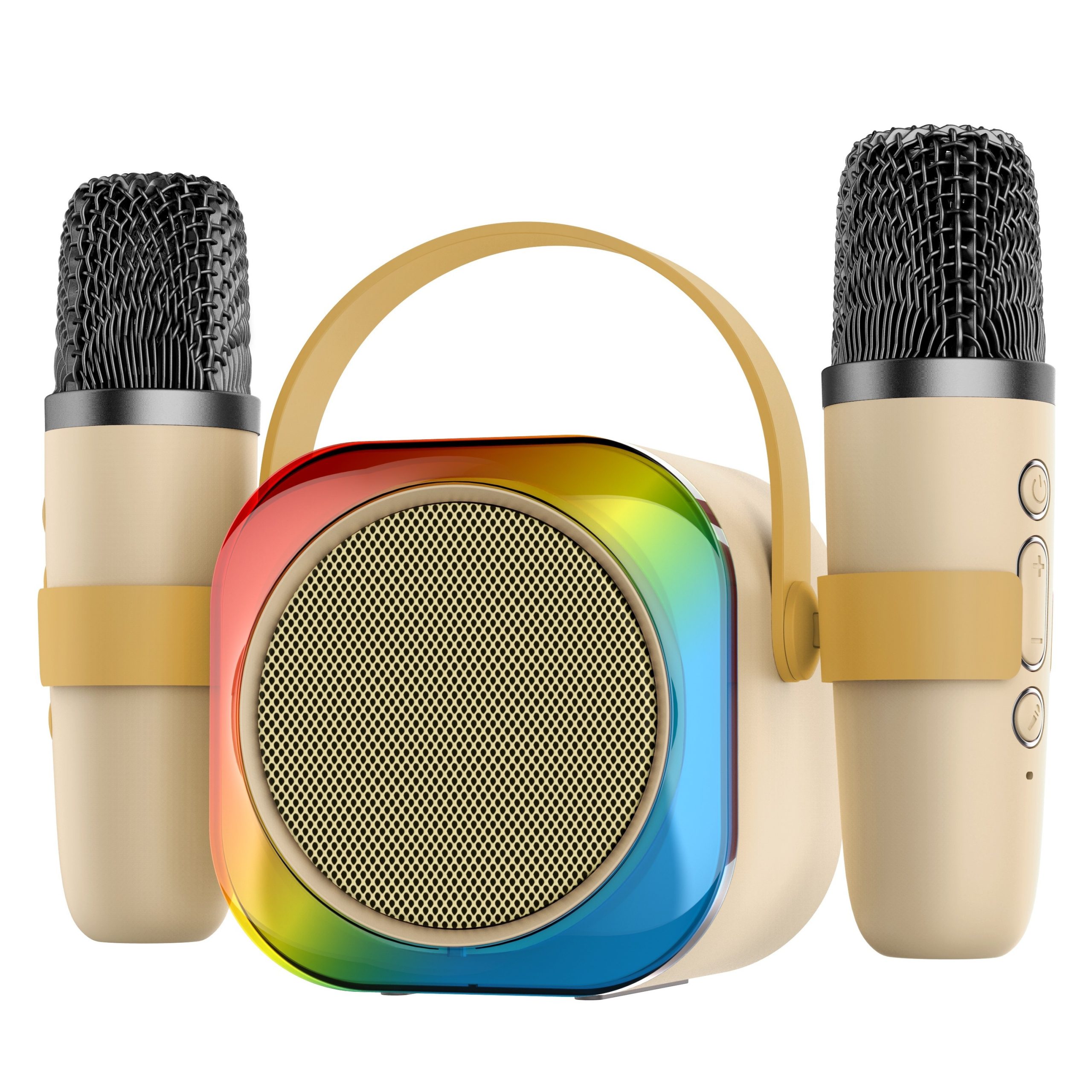 Караоке микрофон с двойни микрофони – 5 гласови ефекта, 6 LED светлини, USB Type‑C зареждане, 10W мощност - Image 4