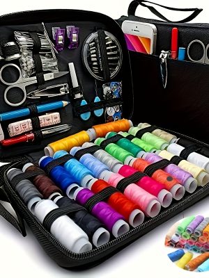 Преносим мулти шивашки комплект – 100 части, 24‑цветни конци, игли и аксесоари