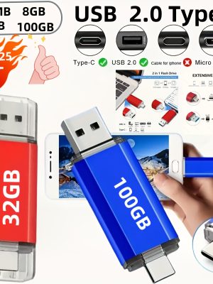 Високоскоростен Type‑C флаш драйв – OTG памет за смартфони и таблети, метален корпус