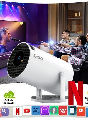 XGODY Преносим Проектор – Android 11, WiFi6, 260 ANSI лумена, идеален за домашно кино