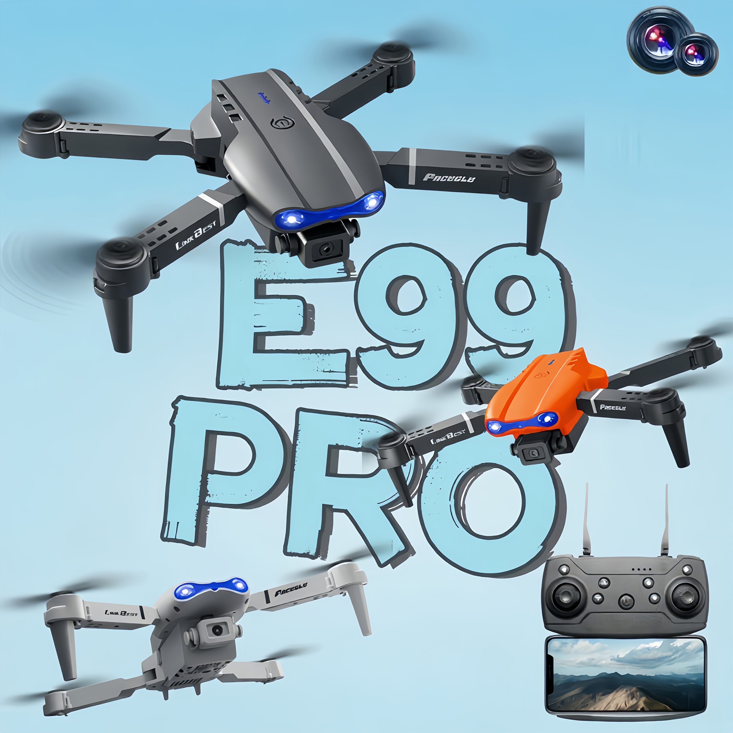 Мини дрон с камера – E99 PRO с 360° обръщане и стабилизация - Image 3