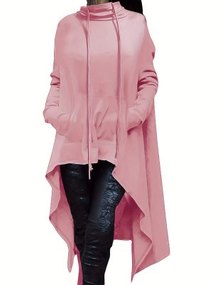Oversize дамски суичър – топъл модел с дълъг ръкав и висока яка