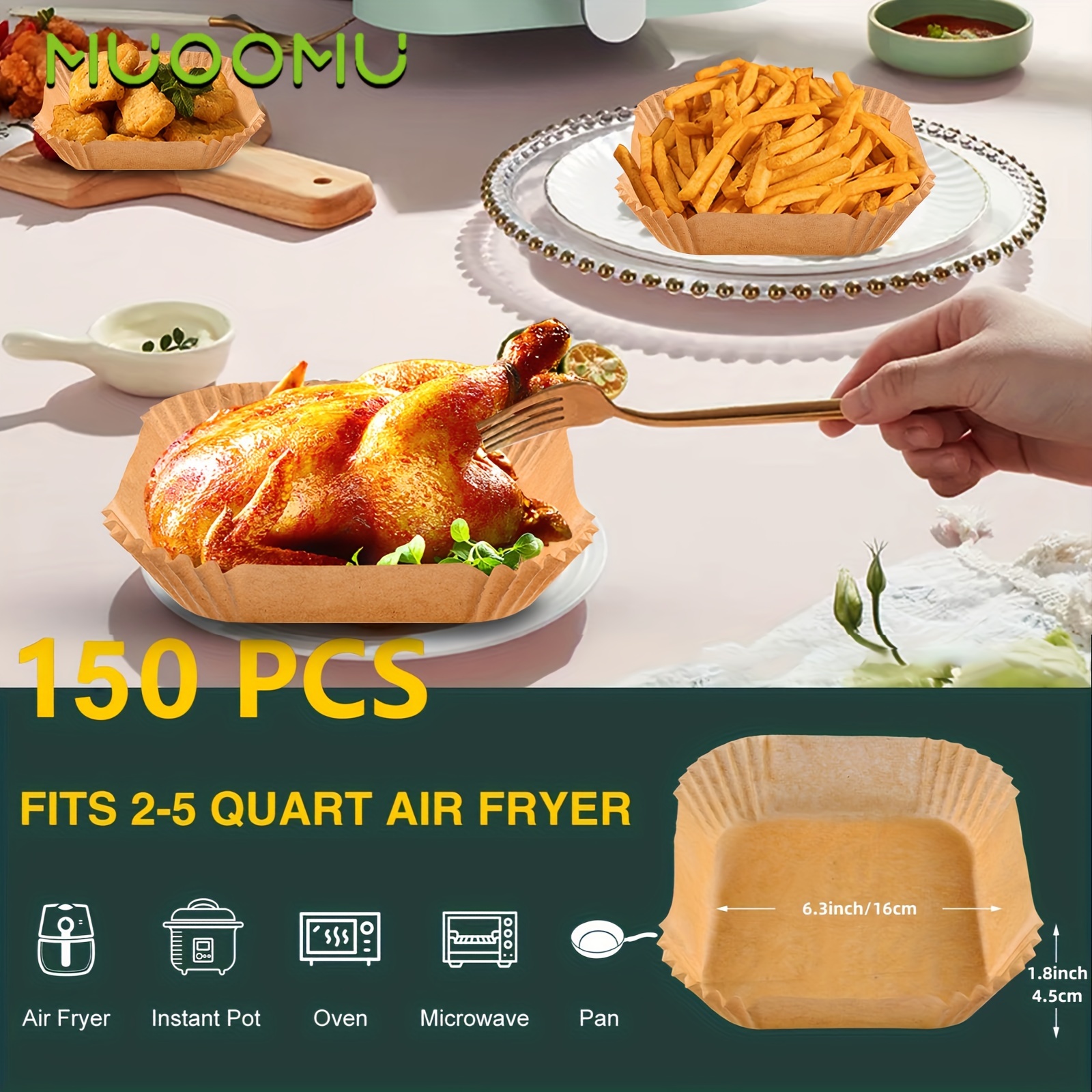 Хартия за air fryer 50-200 бр - квадратни подложки за еднократна употреба - Image 3