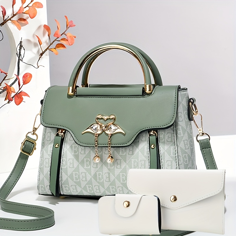 Комплект дамски чанти 3 части – раменна, ръчна и crossbody чанта - Image 29