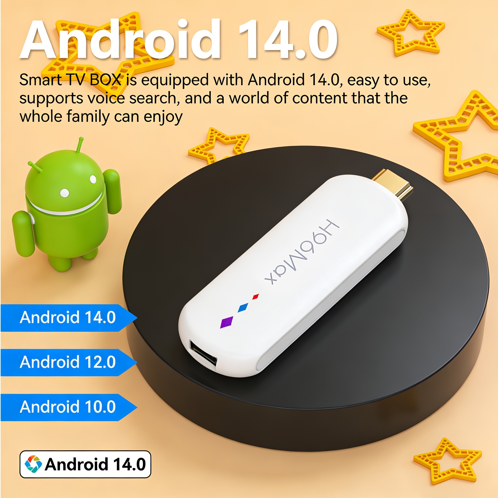 Smart TV Stick H96 MAX – Android 14, 4K Ultra HD, 3D поддръжка, Type‑C, бърз и компактен медиен плейър - Image 9