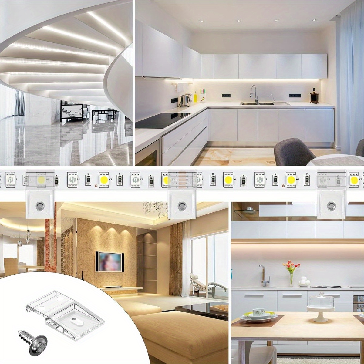Комплект 40 прозрачни органайзера за LED ленти – 20 клипса + 20 винта, самозалепващи, за дом и сцена - Image 7