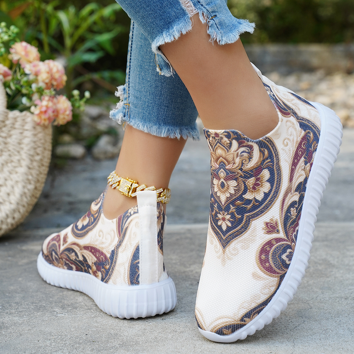 Дамски обувки в ретро етно стил – Леки, slip-on, мека подметка, дишащ flyweave - Image 7