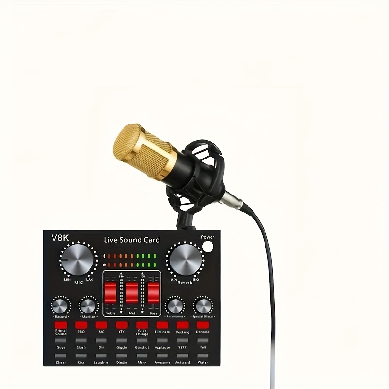 Live Sound Card V8K – професионален мобилен аудио интерфейс с USB зареждане и 18650 батерия - Image 10