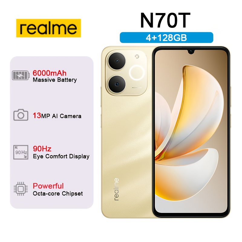 Realme Note 70T Отключен смартфон - 6.7" 90Hz дисплей, 6000mAh батерия, 4+64GB / 4+128GB / 4+256GB, 13MP AI камера, Android 15, 4G LTE - Image 6