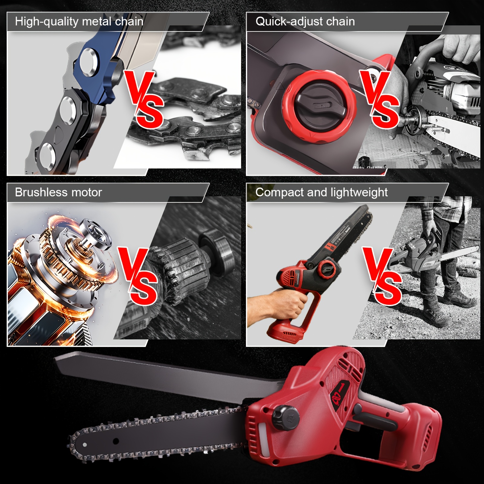 LADAMI Акумулаторен верижен трион 8" – Автоматично смазване, съвместим с Makita, Bosch, Einhell - Image 10