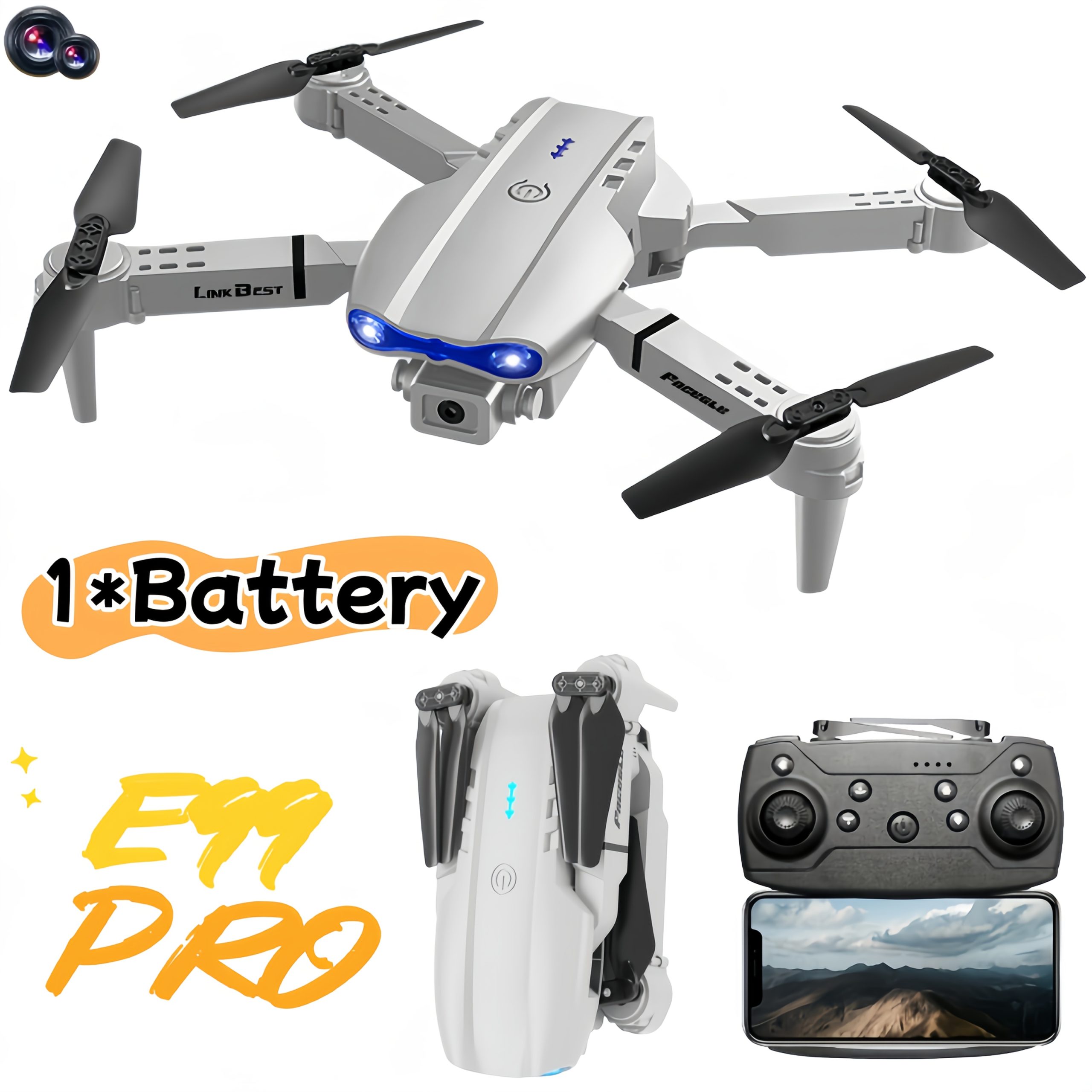 Мини дрон с камера – E99 PRO с 360° обръщане и стабилизация - Image 6