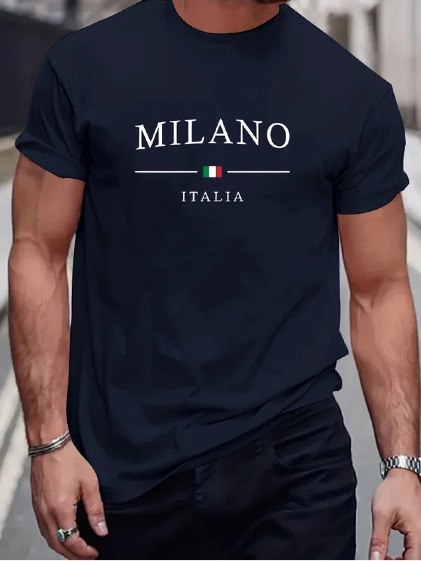 Мъжка лятна мода MILANO с принт на букви, свободна кройка, голям размер, удобна тениска с къс ръкав и кръгъл яка, ПЛЮС РАЗМЕР - Image 2