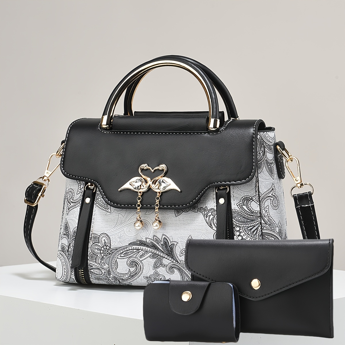 Комплект дамски чанти 3 части – раменна, ръчна и crossbody чанта - Image 26