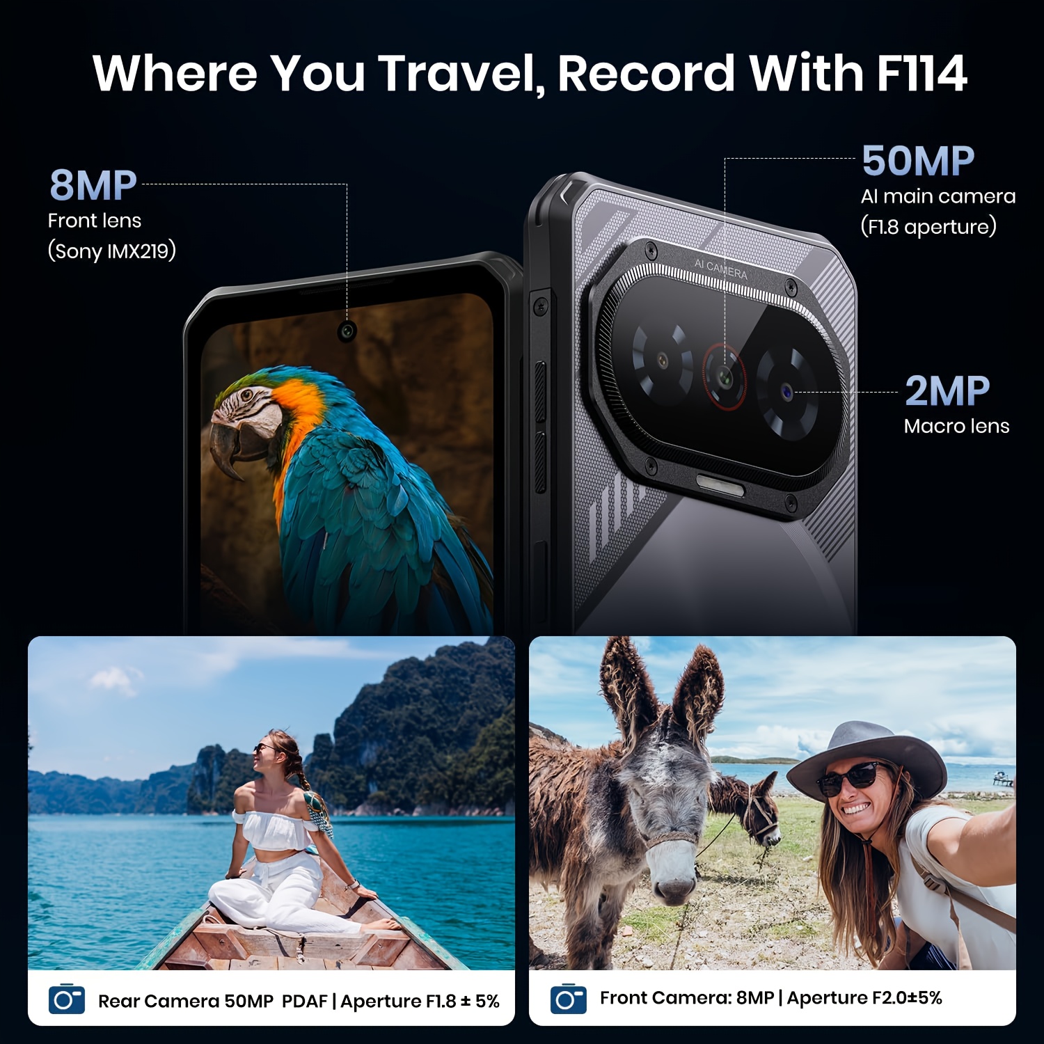 FOSSiBOT F114 външен смартфон - 6.67" HD+, 50MP AI тройна камера, 16GB+128GB, IP68K/IP69K удароустойчив, Android 15, GPS/NFC - Image 9