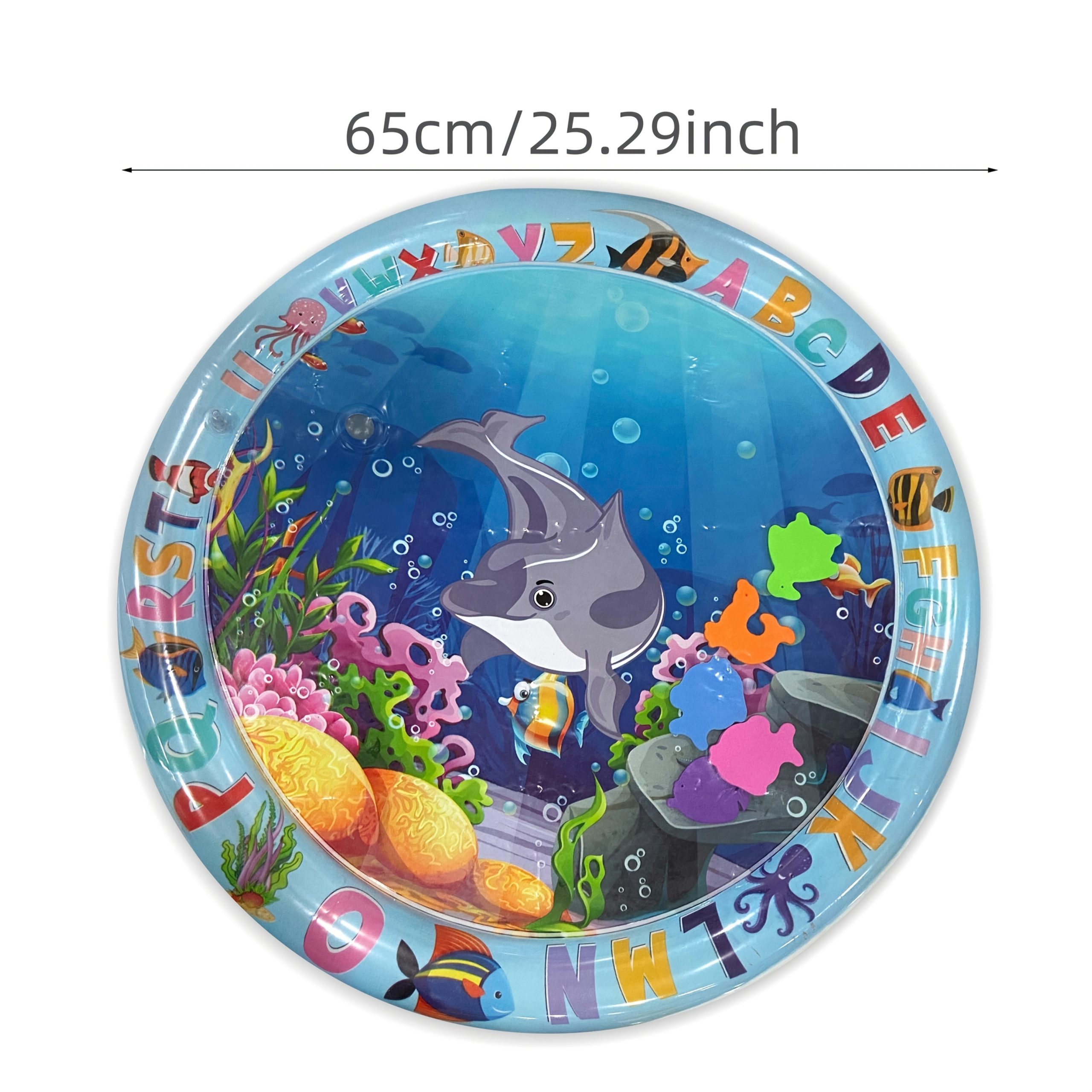 Водна постелка за игра 65 cm – сензорен стимулатор за бебета, надуваема и безопасна - Image 4