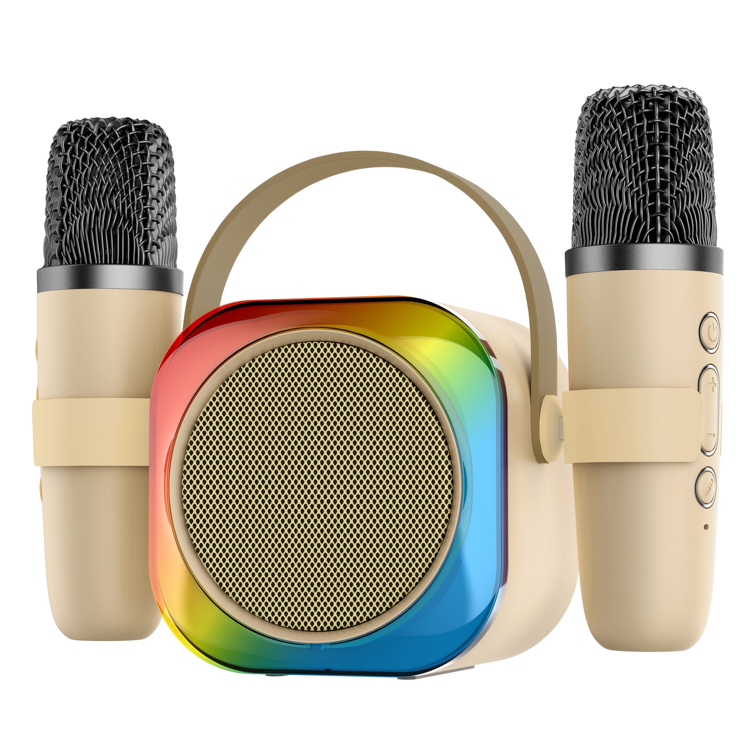 Караоке микрофон с двойни микрофони – 5 гласови ефекта, 6 LED светлини, USB Type‑C зареждане, 10W мощност - Image 12