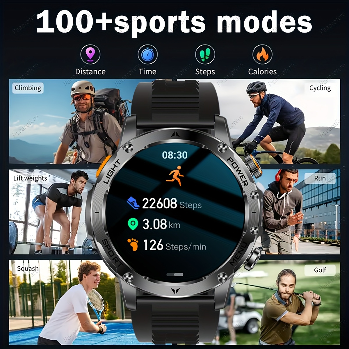 Мъжки смарт часовник 2025 за открито - HD дисплей 1.7", гласов асистент, LED фенерче, безжични разговори, идеален за спорт и активен живот - Image 8