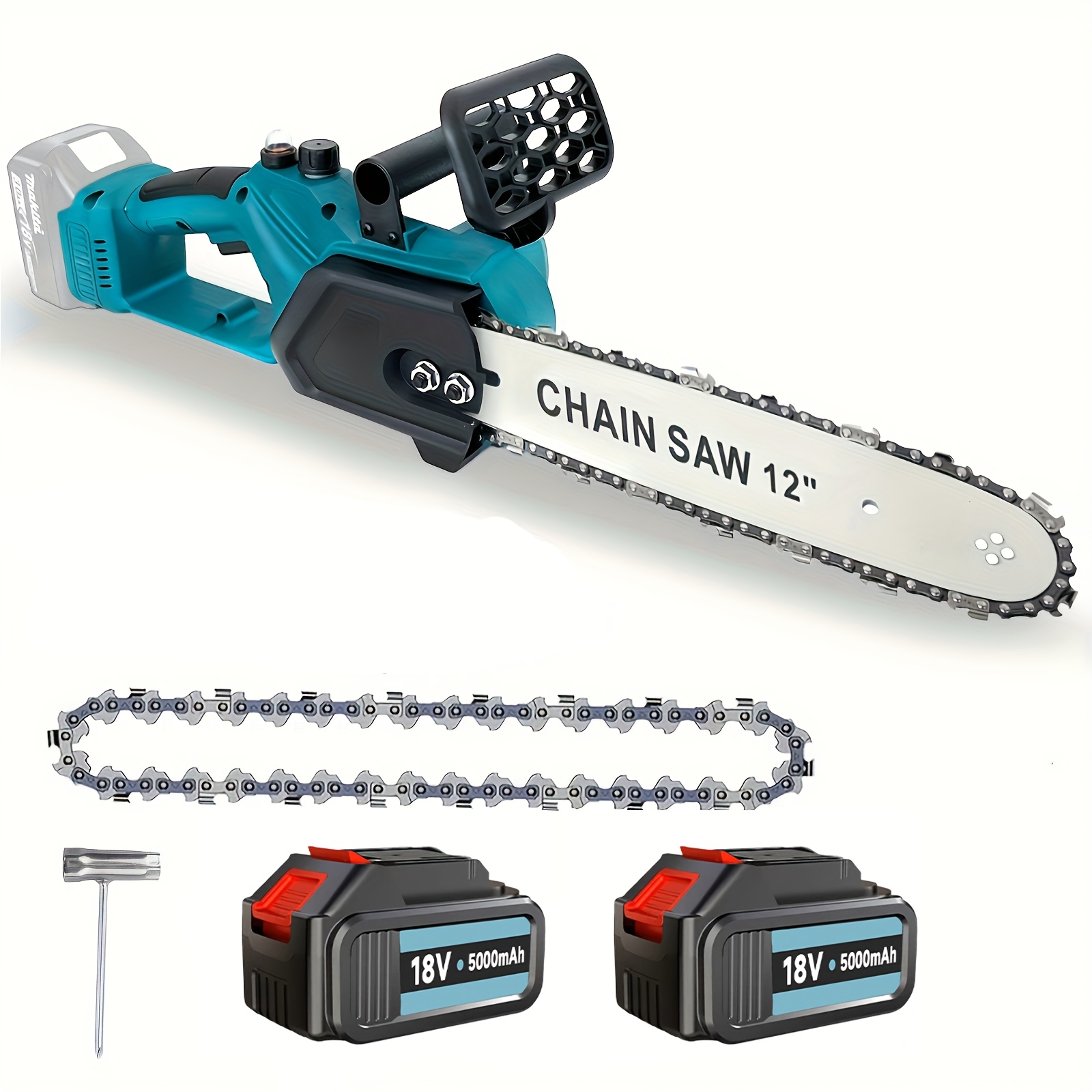 Безчетков верижен трион 18V – 30 см, съвместим с Makita, с 2x5000mAh батерии - Image 3