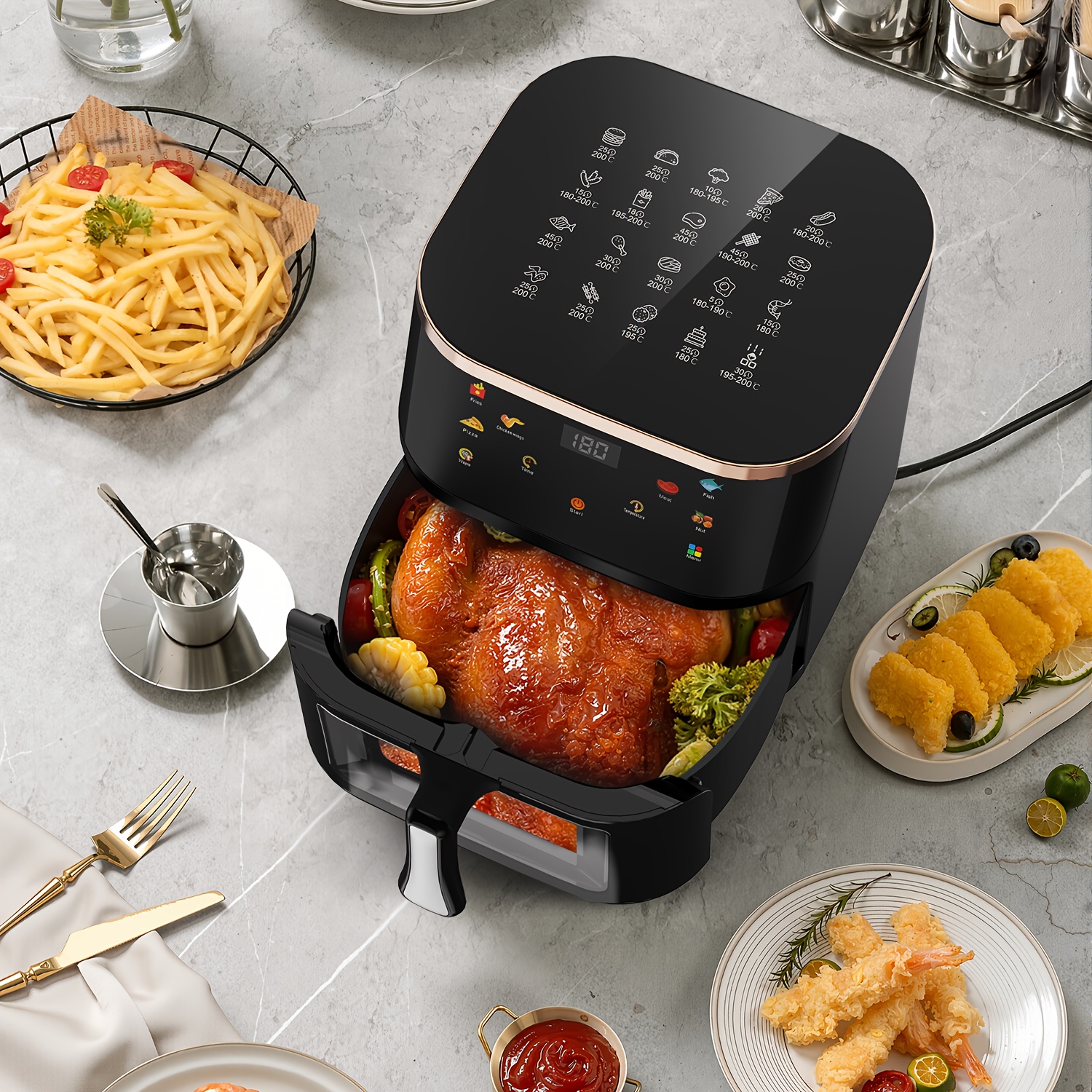 Фритюрник с горещ въздух 10.5 литра 1800W – енергоспестяваща air fryer - Image 11
