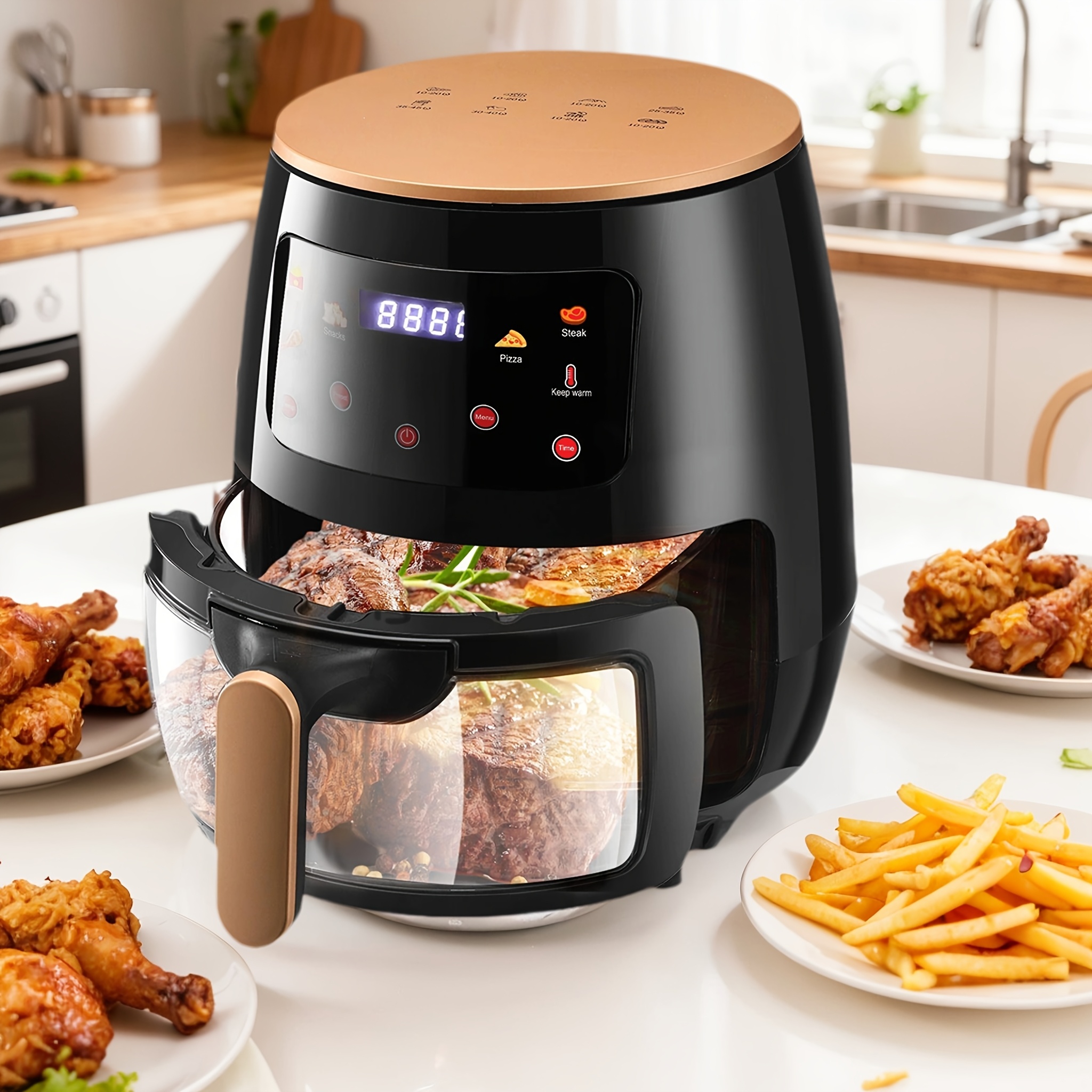 Дигитален Air Fryer 6L / 8L / 9L - Въздушен Фритюрник с Прозорец и Неръждаема Стомана - Image 2