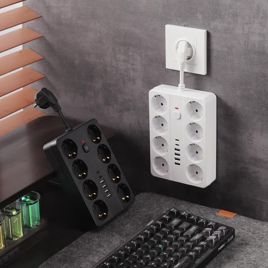Удължител с 8 гнезда и 6 USB/USB‑C порта – за офис, дом, училище и учене - Image 9