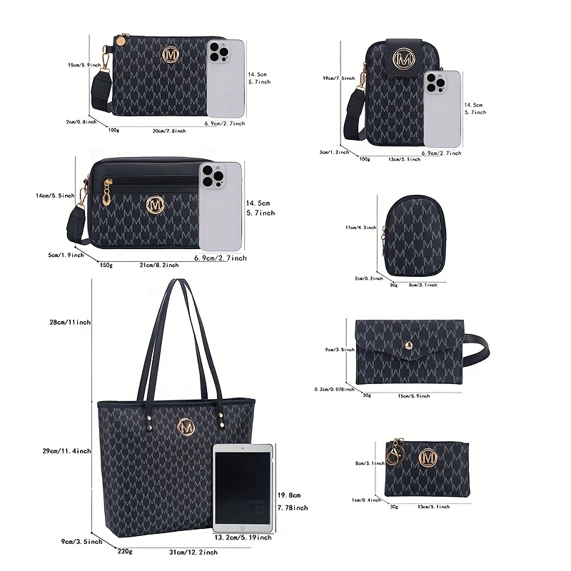 Комплект дамски чанти 7 части – тоут, раница, crossbody и аксесоари - Image 6